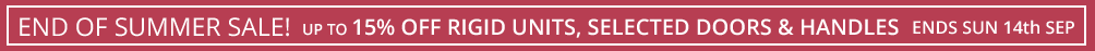 sale 10% off rigid units, up to 10% off selected doors and handles