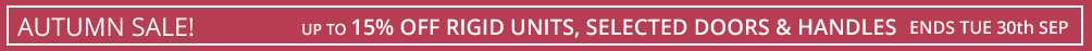sale 10% off rigid units, up to 10% off selected doors and handles