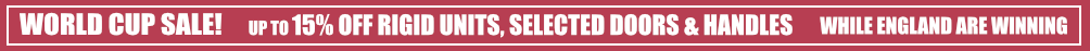 sale 15% off rigid units, up to 15% off selected doors and handles
