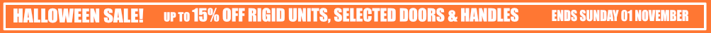 sale 15% off rigid units, up to 15% off selected doors and handles
