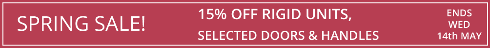 sale 10% off rigid units, up to 10% off selected doors and handles