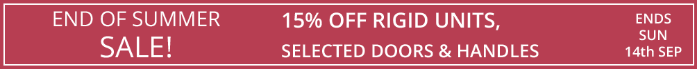 sale 10% off rigid units, up to 10% off selected doors and handles