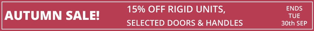 sale 10% off rigid units, up to 10% off selected doors and handles