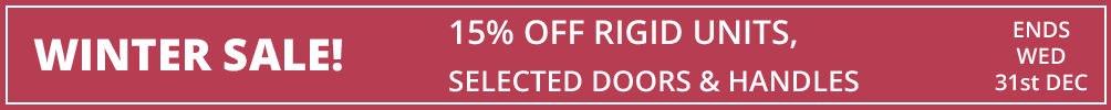 sale 10% off rigid units, up to 10% off selected doors and handles